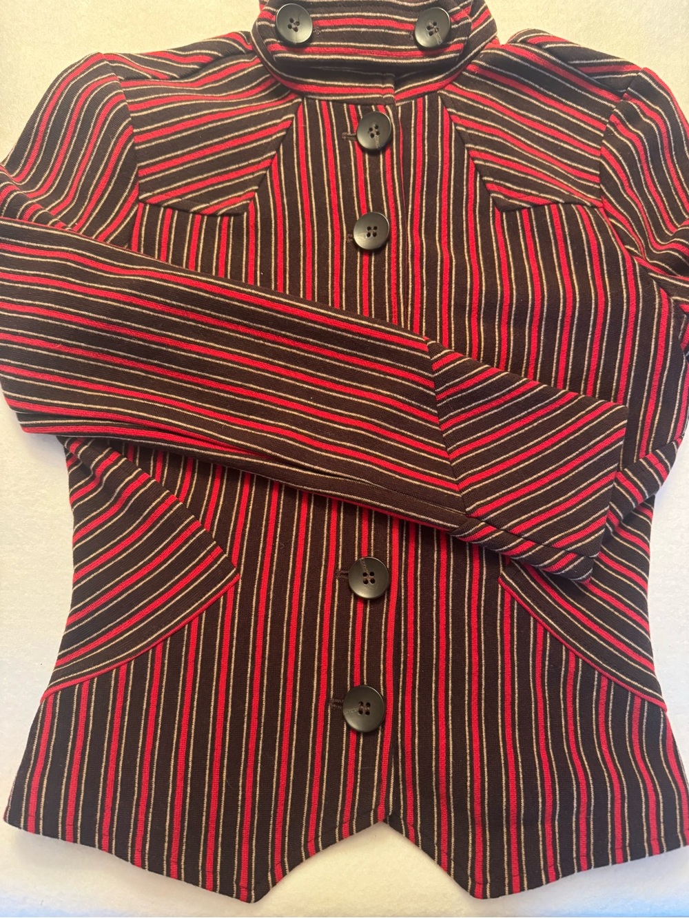 Diane von Furstenberg 100% Wool Striped Military Jacket - Size 4 - Picture 3 of 6